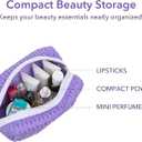 Sylune Knitty Bag  Blue Quilted Makeup Bag for Women, Lightweight Waterproof Cosmetic Organizer, Soft Nylon Travel Pouch, Elegant Gift Choice