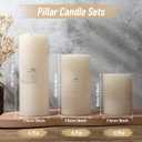 Sumind Set of 12 Pillar Candles Bulk 3"x 4", 6", 8" Dripless Unscented Poured Candles Long Clean Burning Tapers for Wedding Rustic Party Spa Bath Home Decor Relaxation All Occasions(Ivory)