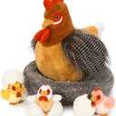 MaoGoLan 8Pcs Chicken Stuffed Animals, Stuffed Hen Plush Toys with Babies Chickens and Eggs, Nest House Plush Set, Cute and Soft Farm Stuffed Animals Gift for Kids