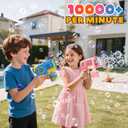 EagleStone 2 Pack Bubble Guns with 4 Bottles Solution, Automatic Bubble Machine Blaster for Kids & Adults Light Up Summer Toy for Outdoor, Birthday Gifts, Easter, Wedding Party Favor Bubble