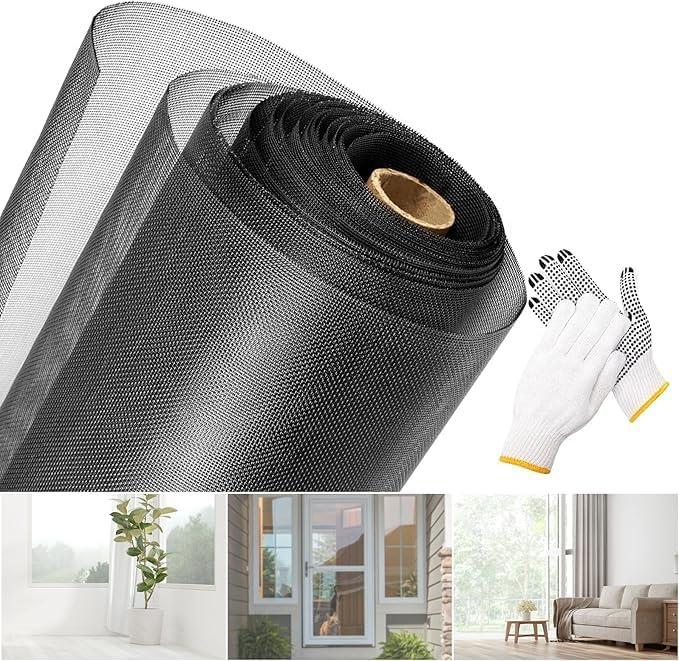 304 Stainless Steel Black Window Screen Mesh Roll, 36 inch x 98 ft Window Screen Mesh, Stainless Steel Wire Mesh Screen for Door Porch Patio