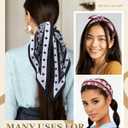 AWAYTR Women Triangle Head Scarf 3Pcs Tie Back Hair Bandanas for Women with Metal Studs - Head Coverings Cute Headscarf (Paisley - Black + Blue + Red)