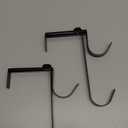 2Pcs Adjustable Pool Pole Hanger, Double Pool Hooks for Poles, Mental Pool Fence Hooks for Hanging Pool Equipment Hooks, Pool Pole Hooks for Pool Skimmer Pole Pool Hose, Wall Pool Tool Holder (Black)