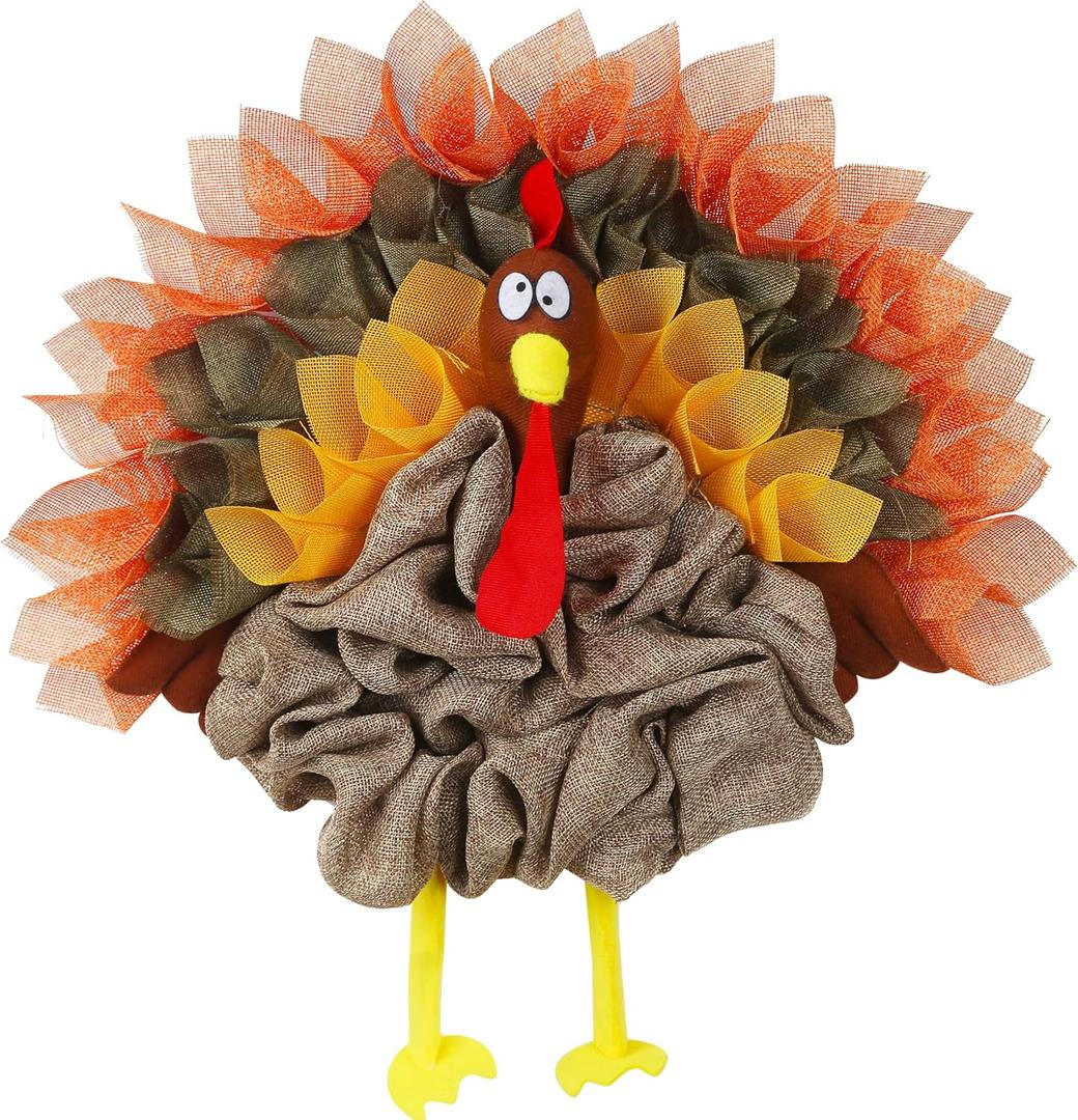 CYNOSA Thanksgiving Door Decorations Turkey Decor Wreath for Front Door Turkey Decorations Fall Thanksgiving Door Hanger Gobble Gobble Sign