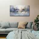 Large Abstract Living Room Canvas Wall Art Blue and White Reflection painting Decor Pictures Modern Big Neutral Posters Prints for Bathroom Bedroom Office Home Decoration 20x40