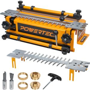 POWERTEC 12 Inch Dovetail Jig with Templates, Router Bits, and Guide Bushing - For Cutting Half-Blind & Through Dovetails, Box Joints, and Dados On Woodworking & DIY Projects (72069)
