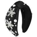 Christmas Snowflake Headbands for Women Crystal Pearl Tree Snowflake Knotted Headband Embellished Wide Twist Xmas Hairband Holiday Christmas Headpiece Outfits Accessories