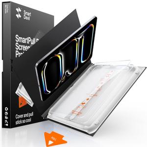 SmartDevil (2-Pack) HD Clear Screen Protector for iPad Pro 13-inch M5 / M4 (2025/2024), 9H Scratch Resistant Tempered Glass, Case-Friendly, SmartPull Dust & Bubble-Free Easy Install Frame