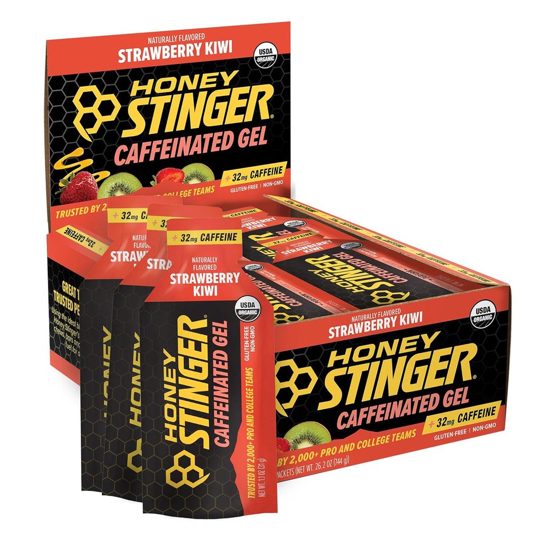 Honey Stinger Organic Strawberry Kiwi Energy Gel, Caffeinated & Gluten Free, for Exercise, Running and Performance, Sports Nutrition for Home & Gym, Pre and Mid Workout, 24 Packs, Best By: 03/10/2027