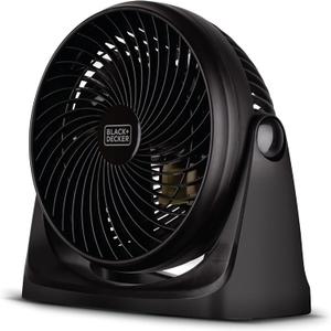 BLACK+DECKER 7-Inch Portable Turbo Fan, 3-Speed Settings, Desktop Personal Cooling for Table with 90° Tilt Angle Fan Head, Lightweight for Bedroom or Office, BFTU107, Black