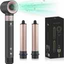 Hair Dryer Hot Air Styler: High-Speed Blow Dryers with Negative Ionic for Fast Drying Frizz Control, Extra Long Barrel 1 1/4 Inch Curling Iron Airflow Auto Wrap Curler for Quick Styling (Black)