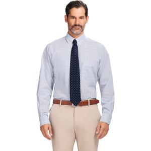 Izod Men's Dress Shirt Regular Fit Long Sleeve Wrinkle Free Stretch Button Down Collar, 16"-16.5" Neck 32"-33" Sleeve