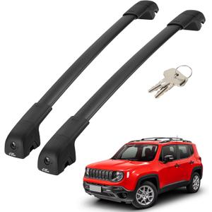 JOYTUTUS Lockable Roof Rack Cross Bars Compatible with Jeep Renegade 2015-2024, Aluminum Anti-Theft Crossbars for Rooftop Cargo Carrier Bag Basket Luggage Bike Kayak Canoe Snowboard Skiboard