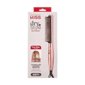 KISS Dry and Style Heat Brush, Wet to Dry Detangling and Volumizing Heat Comb, Tourmaline Ceramic Bristles, 2 Temperature Settings, Ultra Lightweight Handle, 360 Swivel Power Cord, 1.19 Lbs.