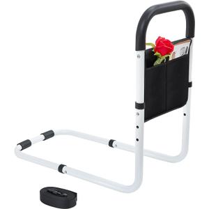 Bed Rails for Elderly Adults Safety, Bed Assist Rails for Seniors, Adjustable (19.3"-23") with 0.47 in Thick Steel Tube, Fits King, Queen, Full, Twin Bed (High-Quality (No Light), White)