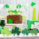 COCHIE Shamrock St Patricks Day Decorations, Wooden St. Patrick's Day Tiered Tray Decor Set of 4, Green Clover Saint Patrick Day Table Top Decoration for Home, Shelf, Door, Office Party (Retro)