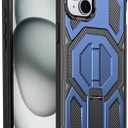 for iPhone 15 Magnetic Case with Screen Protectors, Blue | Compatible with MagSafe, Concealed Kickstand, 2 Pack Screen Protectors, Military Grade, Double Layer, Shockproof Protection
