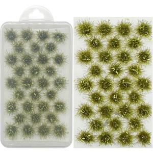Woohome 32 PCS Miniature Grass Cluster, Tender Green Static Grass Tuft Model Vegetation Groups Static Grass Tufts for DIY Model Train Landscape Railroad Scenery Grass Tufts Flower (Style 7)