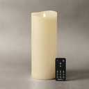 Softflame Flameless LED Candles with Remote Control, 4"x 10"Flickering 3D Moving Flame Battery Operated Candles in Real Wax Shell for Indoor Use, Home Decor Ivory