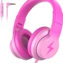 Kids Headphones, Wired Headphones for Kids Over Ear with Microphone, 85/94dB Volume Limiter Headphone for Girls Boys, Foldable Headphone for Learning & Entertainment