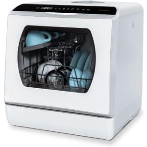 Hermitlux Countertop Portable Dishwasher, Built-in 5-Liter Water Tank
