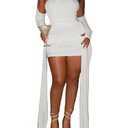 Women Sexy Strapless Tube Top Mesh Layered Mini Dress Bodycon Ruched Side Ribbons Bandage Dress Birthday Dresses White, Size S
