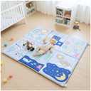 TODALE Foldable Baby Play Mat 50x50 Inch - Thick Padded Floor Mat for Crawling and Tummy Time - Non-Slip, Waterproof Portable Activity Mat for Playpens, Hard Floors & Travel - Animal & Number Patterns