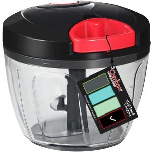 Cambom Manual Food Chopper Vegetable Cutter, Hand String Vegetable Chopper Onions Cutter for Vegetable Fruits Nuts BPA Free Food Safe Material, 650ml Black