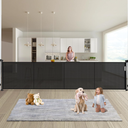 Retractable Baby Gates Dog Gate - 200" Extra Wide Expandable Child Safety Gate, 37" Tall Toddler Pet Mesh Gate with Reinforced Strips for Doorways, Stairs, Hallways, Outdoor & Indoor Large Openings, Black