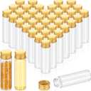 100 Pcs Small Clear Vials Spice Mini Jars with Lids Mini Glass Bottles with Screw Aluminum Metal Caps Tiny Jars Sample Containers for Powder Cream Cosmetic Jewelry Wedding (20 ml,Gold Caps)