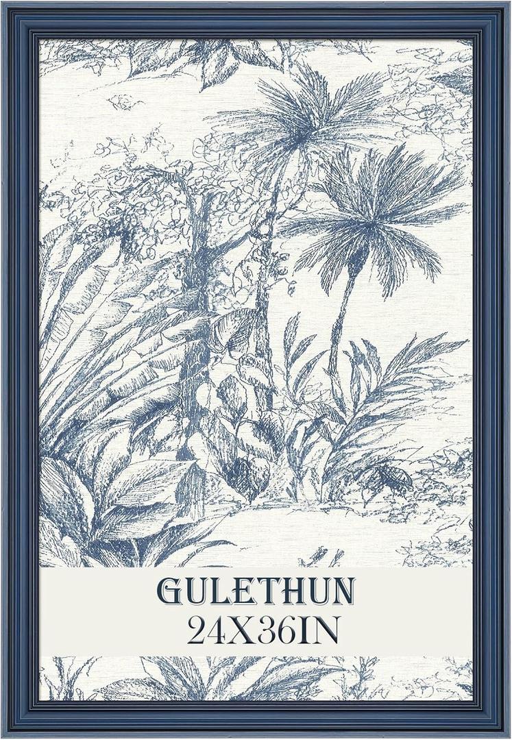 GULETHUN 24x36 Frame, Transitional Modern Design Picture Frames, 24 by 36 Rustic Poster Frame for Home Decor, Blue Vintage Photo Frames, Horizontal or Vertical Display, Choose Size & Color