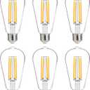 FLSNT 100W Equivalent LED Edison Bulbs, ST19/ST58 Dimmable LED Light Bulbs for Dining Room, Kitchen, High Brightness with 1000LM, 2700K Soft White, 8W, E26 Base, 6 Pack