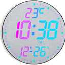 12" Large Digital Wall Mount Clock, Count Down Timer, Alarm, Big LED, 12 RGB Color, Temperature for Living Room Classroom Desk, Xmas, Birthday Gift for Senior Mom (Fabric Elements)