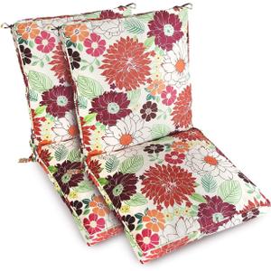 Set of 2 Outdoor Dining Chair Cushions, Comfort Patio Seating Cushions, 44 x21x4.5 inch, Single Welt and Zipper (Blooming Fiesta)