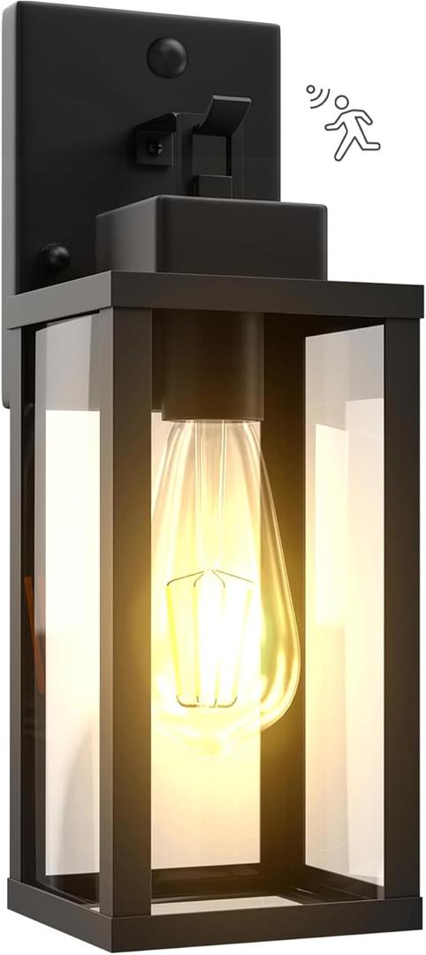 Motion Sensor Dawn to Dusk Outdoor Sensor Light Fixture Anti-Rust Exterior Wall Lighting Waterproof Outdoor Wall Lantern for Porch Patio Front Door Garage (1 Pack)