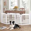 SPIRICH 96" Extra Wide 28" Tall Wooden Freestanding Foldable Dog Gate, Pet Gate Indoor, 4 Panels, White