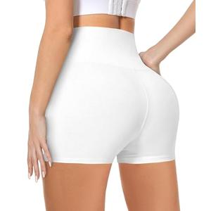 MOREFEEL High Waisted Biker Shorts for Women-3''/5'' Gym Bike Spandex Workout Shorts Tummy Control Shorts for Women White Summer Gifts Leggings Pants Compression Volleyball Shorts (White,S-M)