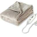 Tefici Electric Heated Blanket Throw, Super Cozy Soft 2Layer Flannel 50" x 60" Heated Throw with 3 Heating Levels & 4 Hours Auto Off, Machine Washable, ETL&FCC Certified, Home Office Use,Camel