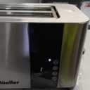 Mueller UltraToast Full Stainless Steel Toaster 4 Slice, Long Extra-Wide Slots for Bagels and Waffles, 6 Browning Levels, LED Display, Cancel/Defrost/Reheat Functions & Removable Tray, Kitchen Gadgets