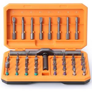 42 in 1 Magnetic Screwdriver Set, DIY Ratchet Screwdriver Set, Multi Bit Magnetic Drive Set with Detachable Ratchet Handle, Portable Compact Repair Tool Kit for Home Furniture Computer Bicycle (Orange)
