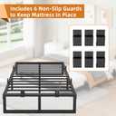 King Size Bed Frame, 14 Inch Metal Platform Bed Frames with Squeak Free U-Slot Design, 6 Non-Slip Guards, 3500lbs Heavy Duty Steel Slat Support, No Box Spring Needed, Under Bed Storage, Black