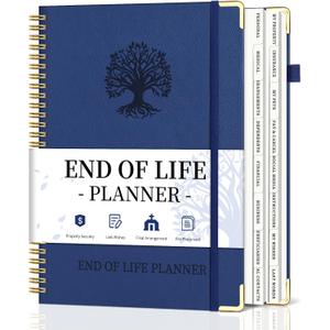 End of Life Planner, Spiral Estate Planning Organizer with Tabs for Senior, I'm Dead Now What Planner for Final Arrangements & Important Affairs with Large Print, 7.9"x10.4", Blue