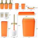 Bathroom Set - 11PC Bathroom Accessory Set, Bathroom Accessories Set, Orange Bathroom Set, Push-lid Trash Can, 3PC Soap Dispensers, Toilet Brush & Q-tip Holders