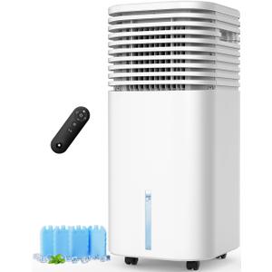 CENSTECH 4-IN-1 Portable Air Conditioners, Evaporative Air Cooler w/4 Modes & 3 Speeds, 15H Timer for Smart Auto-off, 2-Gal Tank for 20H Cooling,17FT Remote,No Hose Needed,120Oscillating Swamp Cooler