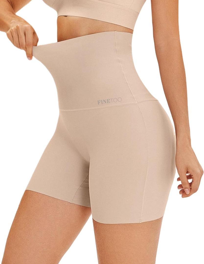 FINETOO High Waisted Tummy Control Underwear for Women Seamless Shapewear Panties Boy Shorts Ladies No Show Boxer Briefs (Small)