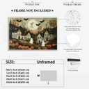 Halloween Town Folk Art Print Ghost Wall Art Poster Pumpkin Vintage Art Dark Academia Halloween Pictures Wall Decor for Living Room Bedroom12x18inch Unframed (style-7)