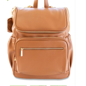 Waterproof, with Changing Pad, Stroller Straps, Pacifier Case, Light Brown Vegan Leather