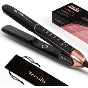 Terviiix Non-Snagging Ceramic Flat Iron Hair Straightener 1 inch, Plancha De Cabello,3X Less Damage Hair Straightener and Curler, 15s Fast Heating, 5 Adjustable Heats, Max 450F