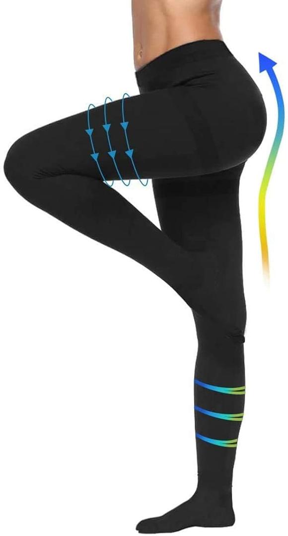 20-30mmHg Compression Pantyhose for Women, Medical Compression Stockings, High Waist Opaque Compression Tights for Lymphadema Edema, Swelling, Varicose Veins, Support Hose for Teacher Doctor (L, Black)