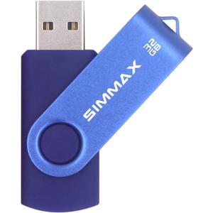 SIMMAX 32GB Memory Stick USB 2.0 Flash Drives Swivel Thumb Drive Pen Drive (32GB Blue)